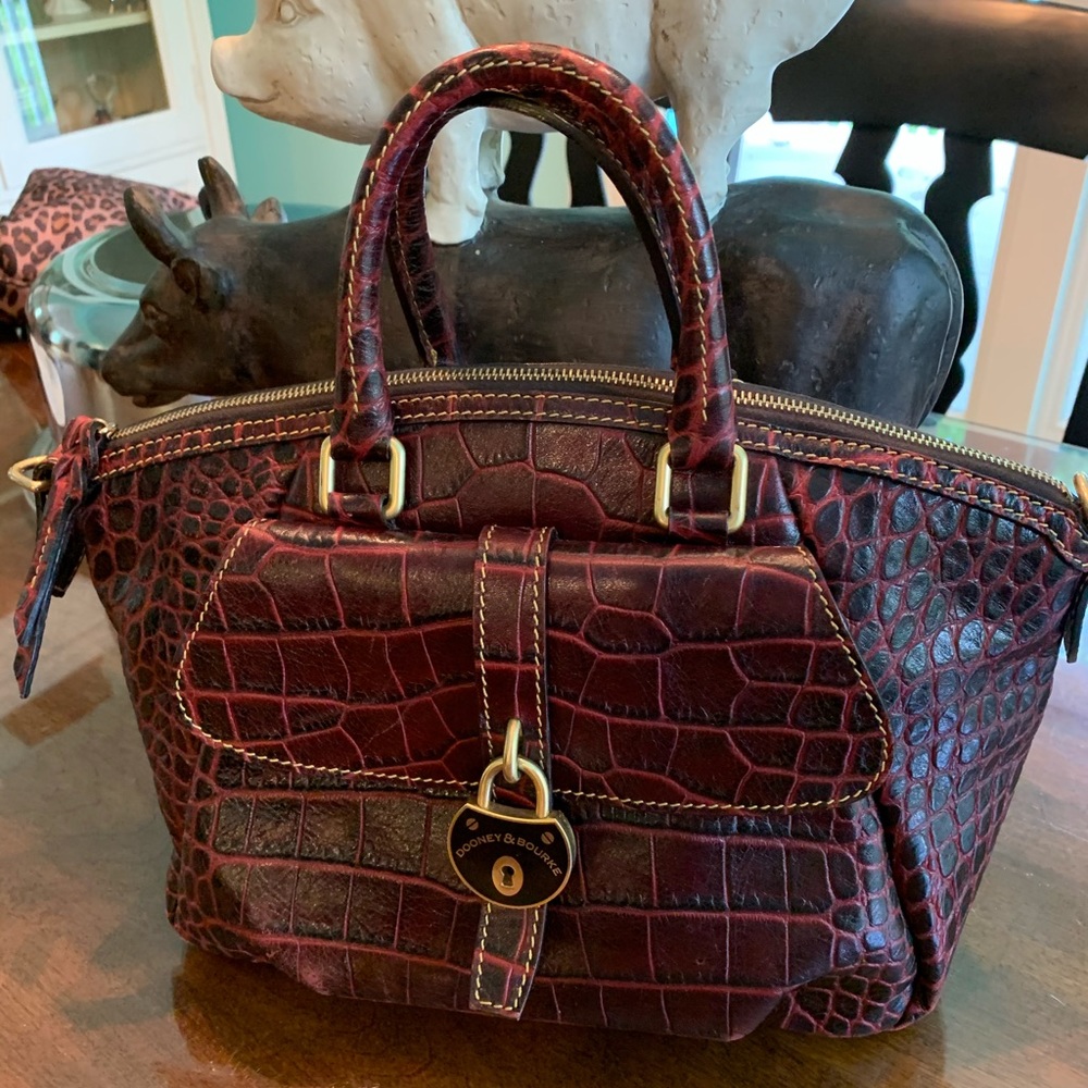 Dooney & Bourke Wine Leather Embossed Satchel